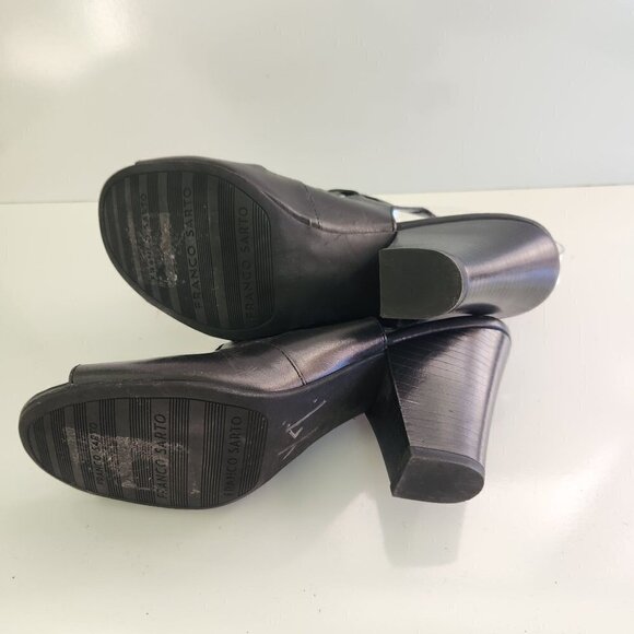 Franco Sarto Black Leather Open Toe Slingback Heeled Sandals Size 9M - Picture 5 of 7